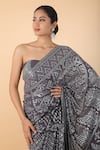 Nakul Sen_Grey Embroidered Sequins Saree With Unstitched Blouse Piece _Online_at_Aza_Fashions