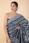 Buy_Nakul Sen_Blue Embroidered Sequins Saree With Unstitched Blouse Piece 