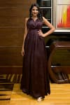 Buy_B'Infinite_Wine Silk Satin Solid Sweetheart Victorian Gown _at_Aza_Fashions