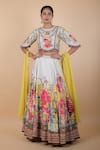 Buy_Kalista_Multi Color Botanic Round Floral Pattern Lehenga Set _at_Aza_Fashions