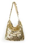 Buy_SG Collection by Sonia Gulrajani_Gold Sequin Kendall And Ring Chain Embellished Velvet Bag _at_Aza_Fashions