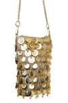 Buy_SG Collection by Sonia Gulrajani_Gold Sequin Penny And Glass Bead Tassel Sling Phone Bag _at_Aza_Fashions