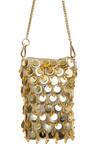 Shop_SG Collection by Sonia Gulrajani_Gold Sequin Penny And Glass Bead Tassel Sling Phone Bag _at_Aza_Fashions