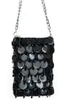 Buy_SG Collection by Sonia Gulrajani_Black Sequin Penny Shimmy And Bead Tassel Sling Phone Bag _at_Aza_Fashions