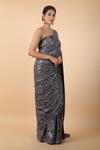 Buy_Nakul Sen_Grey Embroidered Sequins Saree With Unstitched Blouse Piece 