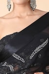 Buy_Anamika Khanna_Black Embroidered Floral Saree With Unstitched Blouse Piece 