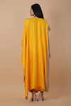 Shop_Anamika Khanna_Yellow Embroidered Floral Round Kaftan And Draped Skirt Set _at_Aza_Fashions