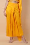 Anamika Khanna_Yellow Embroidered Floral Round Kaftan And Draped Skirt Set _at_Aza_Fashions