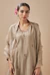 Buy_Cupid Cotton_Grey Chanderi Silk, Organza, Cotton Embroidery Square Floral Kurta With Pant _Online_at_Aza_Fashions