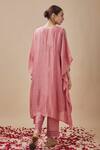 Shop_Cupid Cotton_Pink Cotton Silk Embroidered Resham V Kaftan With Pant _at_Aza_Fashions