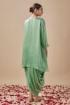 Cupid Cotton_Green Bemberg Placement Embroidery Zardozi Paan Asymmetric Hem Tunic With Skirt _Online_at_Aza_Fashions