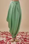 Buy_Cupid Cotton_Green Bemberg Placement Embroidery Zardozi Paan Asymmetric Hem Tunic With Skirt _Online_at_Aza_Fashions