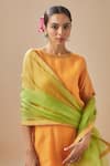 Buy_Cupid Cotton_Orange Chanderi Silk And Organza Placement Short Tunic & Color Block Gharara Set _Online_at_Aza_Fashions