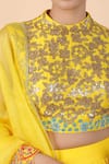 Buy_Debyani + Co_Yellow Embroidered Floral High Neck Sequin Blouse Lehenga Set _Online_at_Aza_Fashions