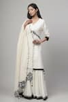 Shop_Kushani_White Chanderi Silk Lining And Shell Embellished Aliya Cut Kurta Gharara Set _Online_at_Aza_Fashions