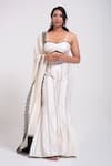 Buy_Kushani_White Chanderi Silk Lining Lace Embellished Bustier Sharara Pant Set _at_Aza_Fashions