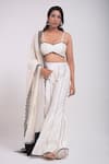 Shop_Kushani_White Chanderi Silk Lining Lace Embellished Bustier Sharara Pant Set _at_Aza_Fashions