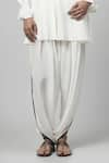 Buy_Kushani_White Cotton Silk Embroidery Lace Square Neck Embellished Tunic With Tulip Pant _Online_at_Aza_Fashions