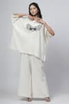 Buy_Kushani_Ivory Cotton Linen Embroidery Bird Bliss Applique Kaftan Top With Palazzo Pant _Online_at_Aza_Fashions