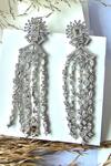 Shop_The Bling Girll_Silver Plated Diamond Stone Long Tassel Drop Earrings _at_Aza_Fashions