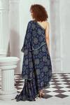 Shop_Nikita Mhaisalkar_Blue Silk Crepe Printed Mosaic One Shoulder Dress _at_Aza_Fashions