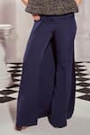 Nikita Mhaisalkar_Blue Silk Crepe Solid Round-up Pant _Online_at_Aza_Fashions