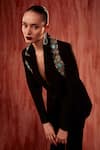 Buy_Nikita Mhaisalkar_Black Luxe Suiting Hand Embroidered Jeweled Bell Bottom Pant Set With Jacket 