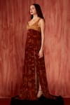 Shop_Nikita Mhaisalkar_Orange Crinkled Pure Chiffon Printed Byzantine Scoop Maxi Dress _Online_at_Aza_Fashions