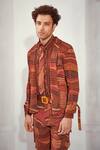 Nikita Mhaisalkar_Orange Double Georgette Printed Byzantine Summer Jacket _Online_at_Aza_Fashions