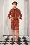 Buy_Nikita Mhaisalkar_Orange Double Georgette Printed Byzantine Shorts _at_Aza_Fashions