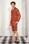 Shop_Nikita Mhaisalkar_Orange Double Georgette Printed Byzantine Shorts _Online_at_Aza_Fashions