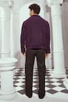 Shop_Nikita Mhaisalkar_Purple Corduroy Plain Bomber Jacket _at_Aza_Fashions