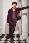 Buy_Nikita Mhaisalkar_Purple Corduroy Plain Bomber Jacket _Online_at_Aza_Fashions