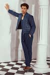 Nikita Mhaisalkar_Blue Luxe Suiting Plain Pleated Trouser _Online_at_Aza_Fashions