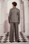 Shop_Nikita Mhaisalkar_Grey Tweed Woven Chevron Blazer And Pant Set _at_Aza_Fashions