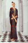 Nikita Mhaisalkar_Multi Color Silk Velvet Printed Tile V-neck Kaftan _at_Aza_Fashions