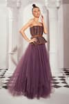 Buy_Nikita Mhaisalkar_Purple Tulle Shimmer Layered Skirt _at_Aza_Fashions