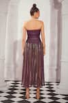 Shop_Nikita Mhaisalkar_Purple Silk Satin Textured Sweetheart Pleated Crop Top _at_Aza_Fashions