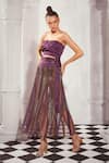 Nikita Mhaisalkar_Purple Silk Satin Textured Sweetheart Pleated Crop Top _Online_at_Aza_Fashions