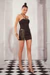 Buy_Nikita Mhaisalkar_Black Embellished Bead Halter Neck Tassel Dress _at_Aza_Fashions
