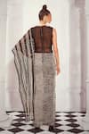 Shop_Nikita Mhaisalkar_Black Silk Organza Embellished Bead Checkered Print Saree Gown _at_Aza_Fashions