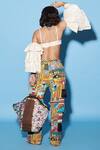 Shop_Esha L Amin_Multi Color Viscose Crepe Print Abstract Aztec Pant _at_Aza_Fashions