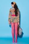 Shop_Esha L Amin_Multi Color Viscose Crepe Print Abstract Floral Lapel Collar Jacket _at_Aza_Fashions