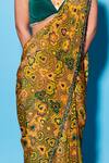 Esha L Amin_Yellow Viscose Crepe Print Pinwheel Pre-draped Saree _Online_at_Aza_Fashions