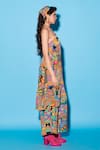 Buy_Esha L Amin_Multi Color Viscose Crepe Halter Abstract Geometric Pattern Midi Dress _Online_at_Aza_Fashions