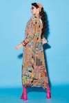 Shop_Esha L Amin_Multi Color Viscose Crepe V Neck Aztec Pattern Kurta  _at_Aza_Fashions