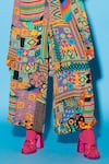 Esha L Amin_Multi Color Viscose Crepe Aztec Pattern Flared Pant _Online_at_Aza_Fashions