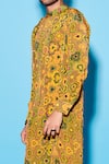 Esha L Amin_Yellow Viscose Crepe Floral Pattern Collage Straight Kurta _Online_at_Aza_Fashions