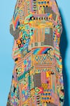 Esha L Amin_Multi Color Viscose Crepe Open Abstract Geometric Pattern Cape _Online_at_Aza_Fashions