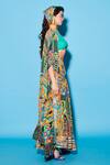 Buy_Esha L Amin_Multi Color Viscose Crepe Open Abstract Geometric Pattern Cape _Online_at_Aza_Fashions